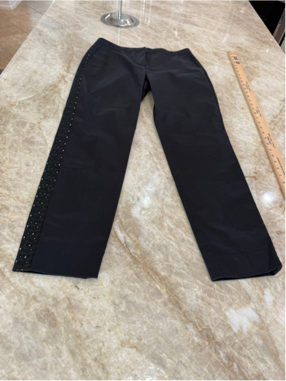 Piazza Sempione Black ankle length Trousers with Eyelet Detail To side seam M